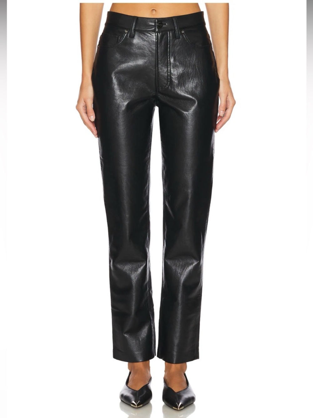 Anine Bing Bruno Pant in Black Recycled Leather NWT